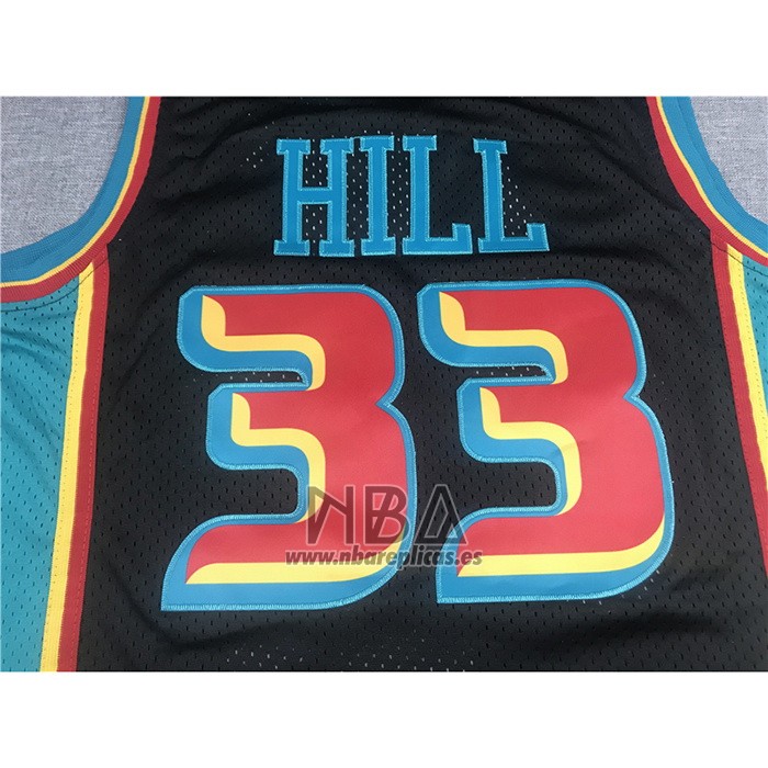 Camiseta Detroit Pistons Grant Hill NO 33 Mitchell & Ness 1998-99 Negro